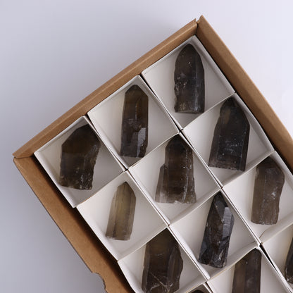 Smoky Quartz Polished Tops Set of 12 - Expert Wholesale and Supplier of Wholesale Crystals & Bulk Gemstones, ["Brazil","close_70","Points","Quartz","Smoky Quartz"]