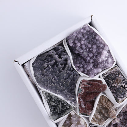 Uruguay Amethyst Clusters with Formations Flat of 9 - Expert Wholesale and Supplier of Wholesale Crystals & Bulk Gemstones, ["Amethyst","Calcite","Clusters","Formations","Uruguay"]