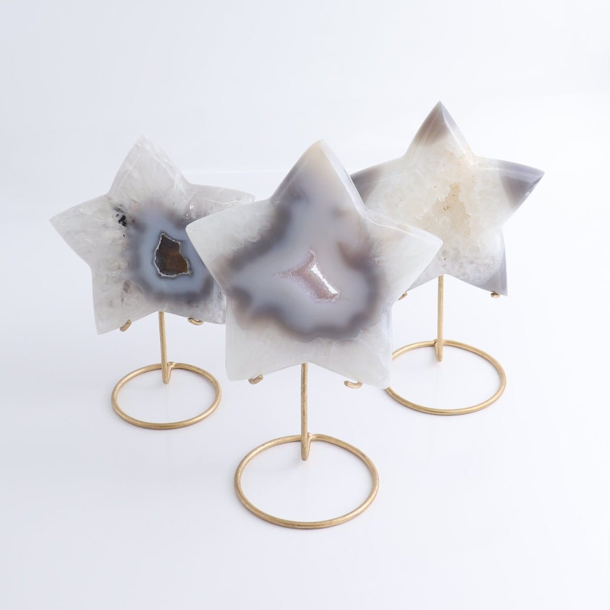 Agate Stars with Stand Set of 3