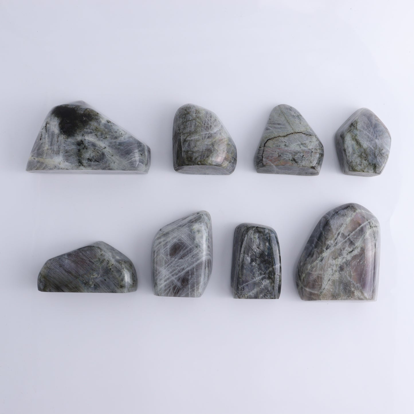 Labradorite Freeform Set of 8 - Expert Wholesale and Supplier of Wholesale Crystals & Bulk Gemstones, ["Labradorite","Madagascar","Spheres"]