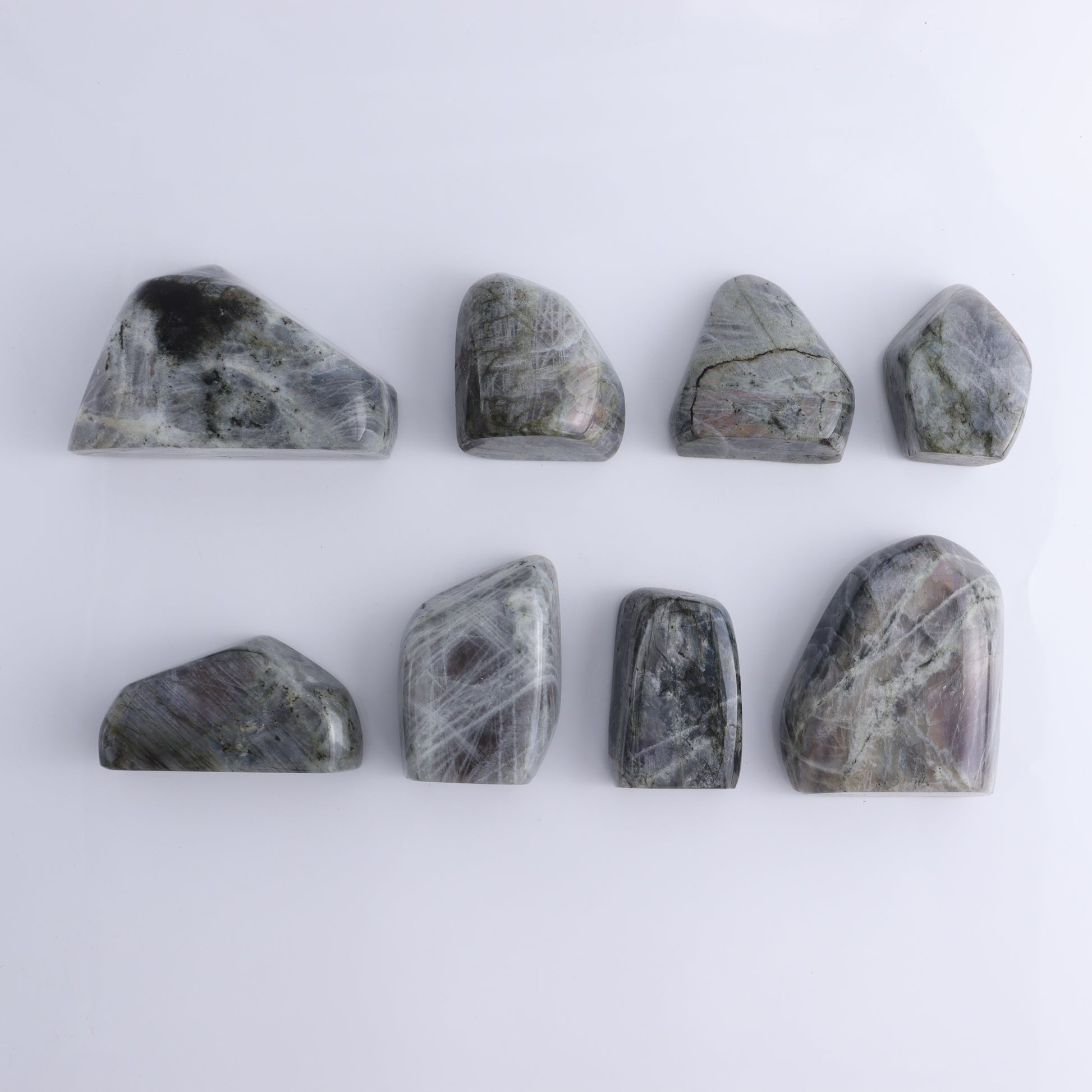 Labradorite Freeform Set of 8 - Expert Wholesale and Supplier of Wholesale Crystals & Bulk Gemstones, ["Labradorite","Madagascar","Spheres"]