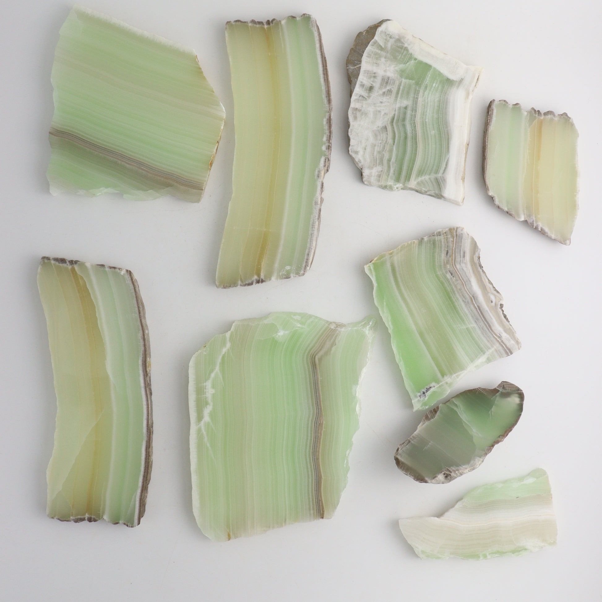 Green Calcite Slices and Slabs - Expert Wholesale and Supplier of Wholesale Crystals & Bulk Gemstones, ["Calcite","Mexico","Slices and Slabs"]