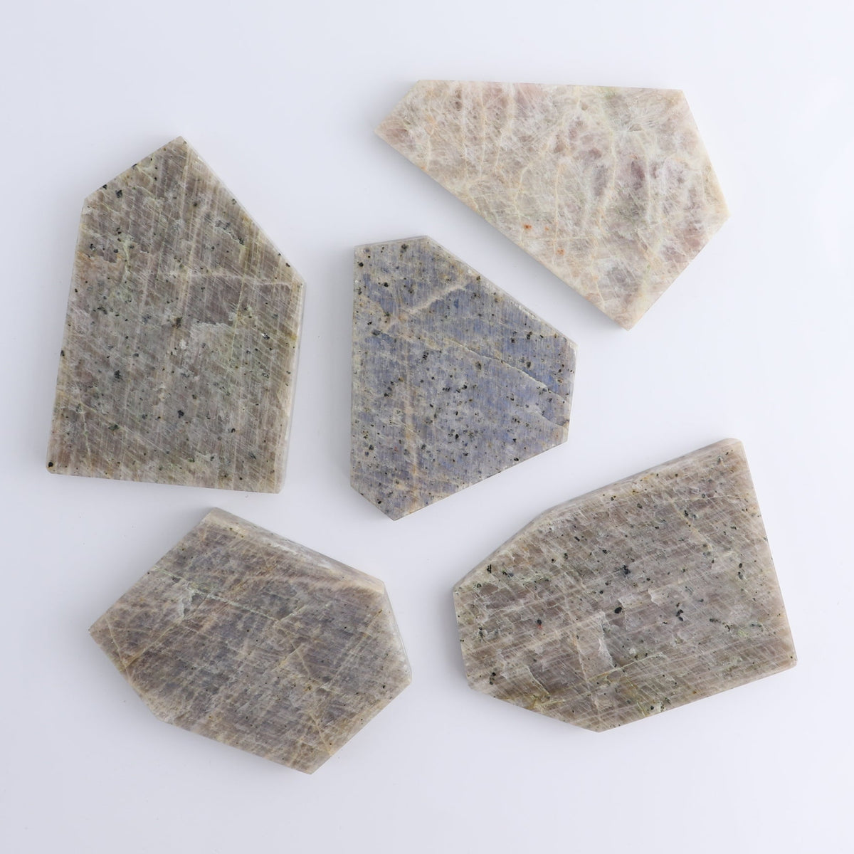 Moonstone Slices & Slabs Set of 5 | Mi Esperanza Minerals | Supplier of Crystals and Onyx