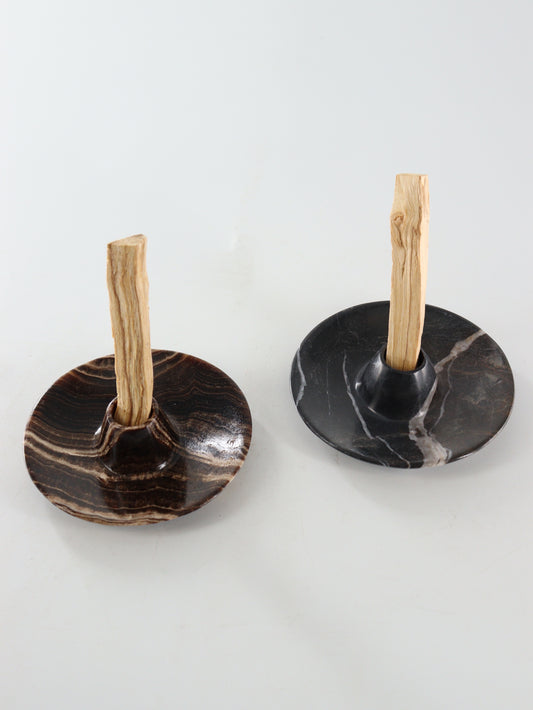 Chocolate Onyx and Black Marble Palo Santo Holders Set of 10