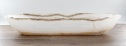 Mexican Onyx/Calcite Canoe Bowl 28"