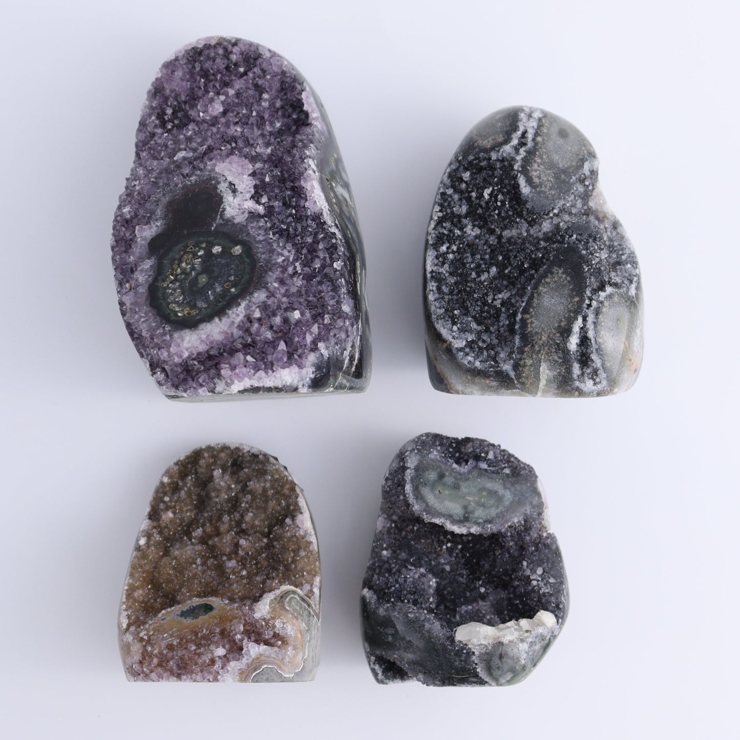 Uruguay Amethyst Set of 4 - Expert Wholesale and Supplier of Wholesale Crystals & Bulk Gemstones, ["Amethyst","Cut Base","Uruguay"]
