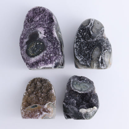Uruguay Amethyst Set of 4 - Expert Wholesale and Supplier of Wholesale Crystals & Bulk Gemstones, ["Amethyst","Cut Base","Uruguay"]