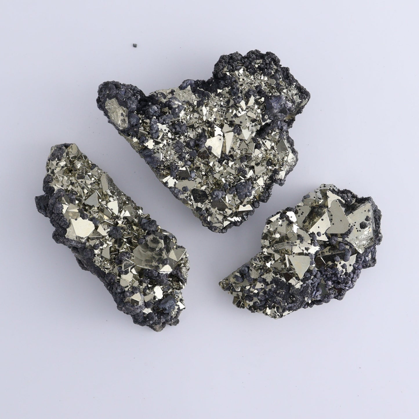 Octahedral Pyrite Clusters Set of 6 - Expert Wholesale and Supplier of Wholesale Crystals & Bulk Gemstones, ["Clusters","Octahedral Pyrite","Peru","Pyrite"]