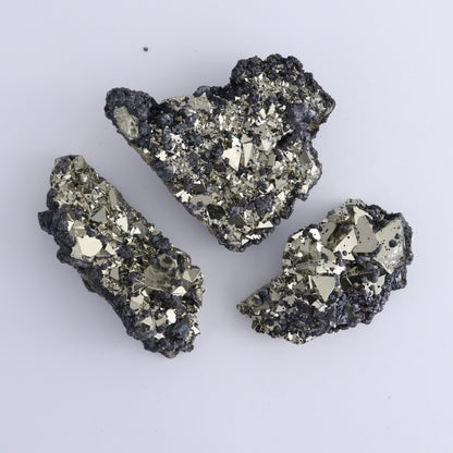 Octahedral Pyrite Clusters Set of 6 - Expert Wholesale and Supplier of Wholesale Crystals & Bulk Gemstones, ["Clusters","Octahedral Pyrite","Peru","Pyrite"]