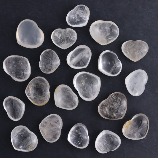 Clear Quartz Hearts Set of 20 Pieces - Expert Wholesale and Supplier of Wholesale Crystals & Bulk Gemstones, ["Clear Quartz","Hearts","Quartz"]