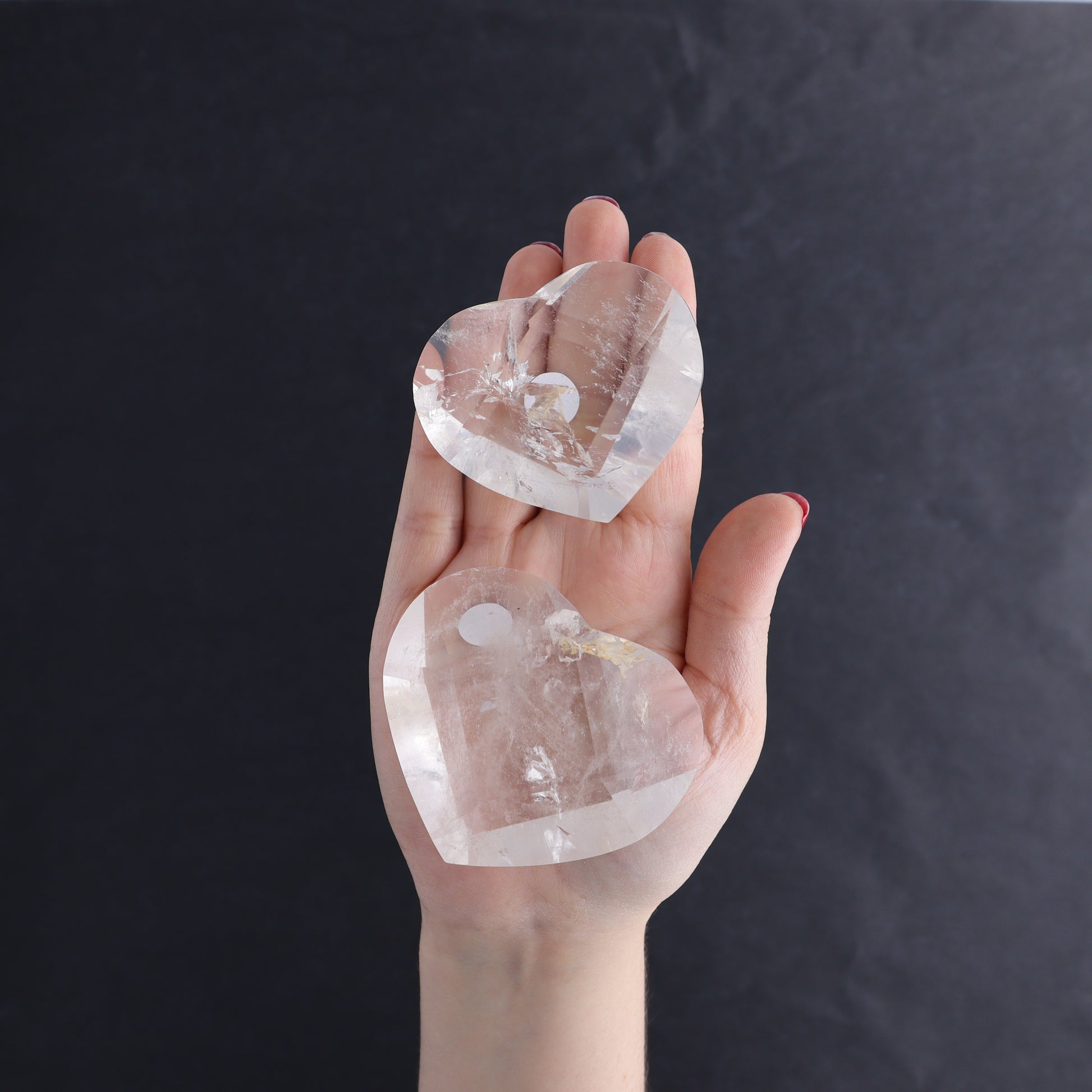 Clear Quartz Mixed Hearts & Hexagon Set of 4 - Expert Wholesale and Supplier of Wholesale Crystals & Bulk Gemstones, ["Brazil","Clear Quartz","Hearts","Hexagon","Quartz"]