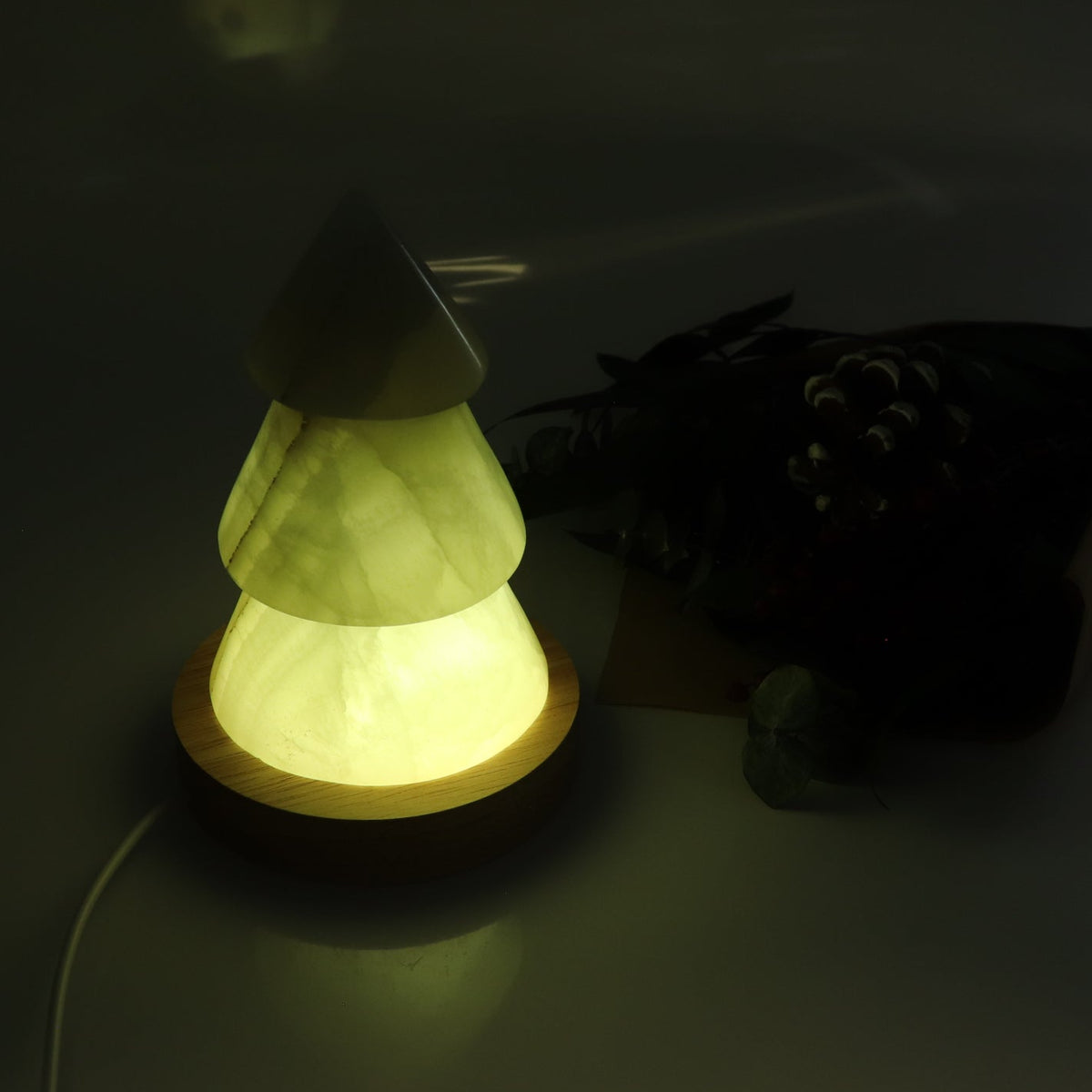 One Lamp Tree Green Mexican Onyx/Calcite with Light