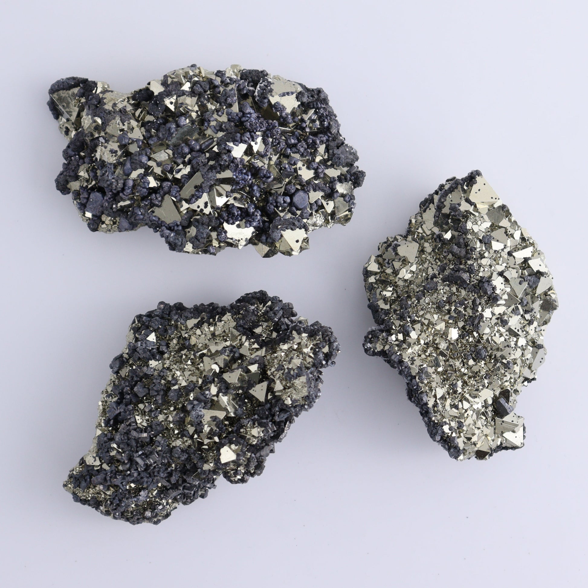 Octahedral Pyrite Clusters Set of 6 - Expert Wholesale and Supplier of Wholesale Crystals & Bulk Gemstones, ["Clusters","Octahedral Pyrite","Peru","Pyrite"]