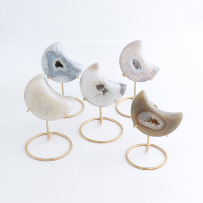 Agate Moons with Stand Set of 5