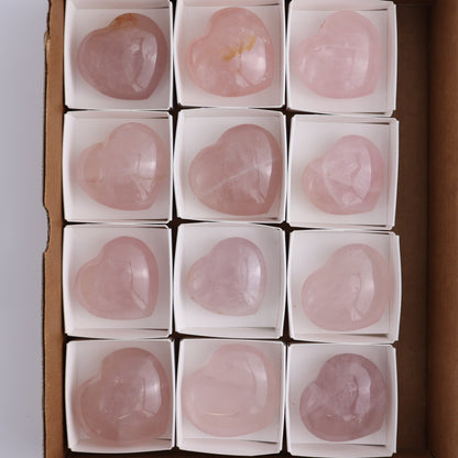 Rose Quartz Hearts Set of 12 - Expert Wholesale and Supplier of Wholesale Crystals & Bulk Gemstones, ["Hearts","Madagascar","Quartz","Rose Quartz"]