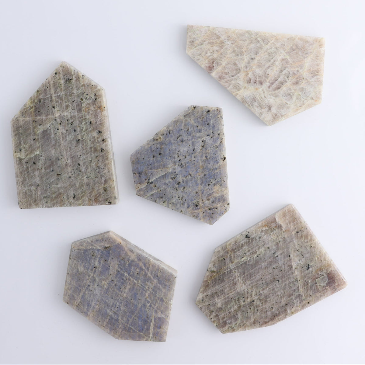 Moonstone Slices & Slabs Set of 5 | Mi Esperanza Minerals | Supplier of Crystals and Onyx