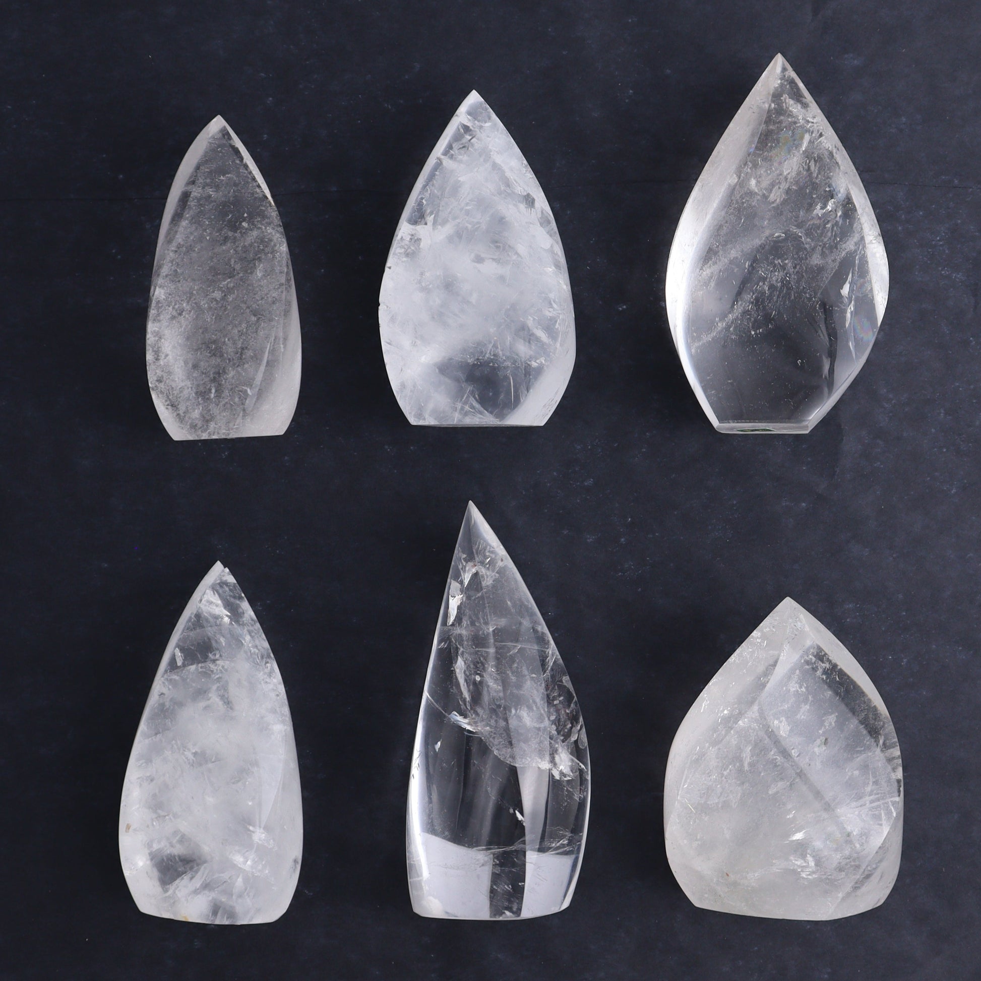 Imperfect Clear Quartz Flames Set of 6 - Expert Wholesale and Supplier of Wholesale Crystals & Bulk Gemstones, ["Brazil","Clear Quartz","flames","Quartz"]