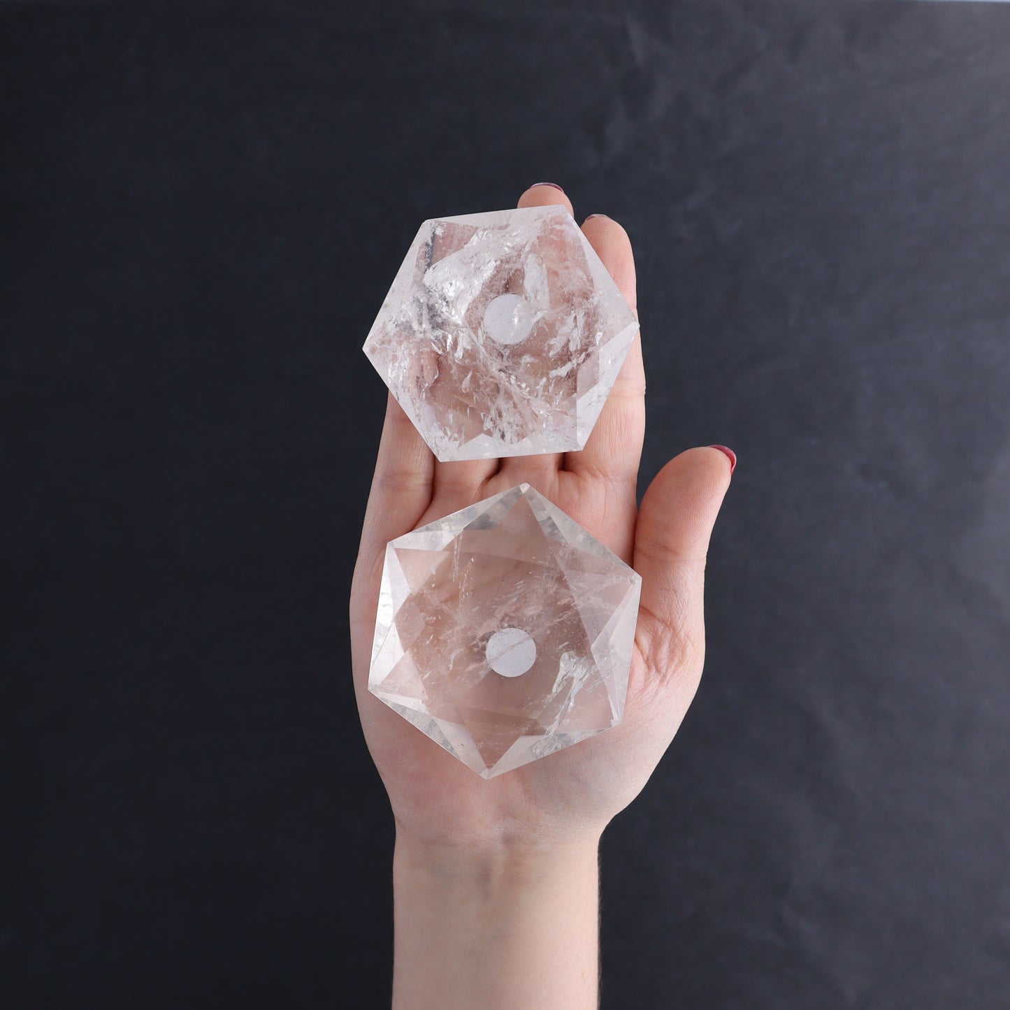 Clear Quartz Mixed Hearts & Hexagon Set of 4 - Expert Wholesale and Supplier of Wholesale Crystals & Bulk Gemstones, ["Brazil","Clear Quartz","Hearts","Hexagon","Quartz"]