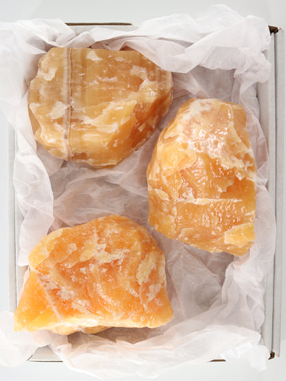 Rough Orange Calcite Set of 4 - Expert Supplier of Wholesale Crystals & Bulk Gemstones