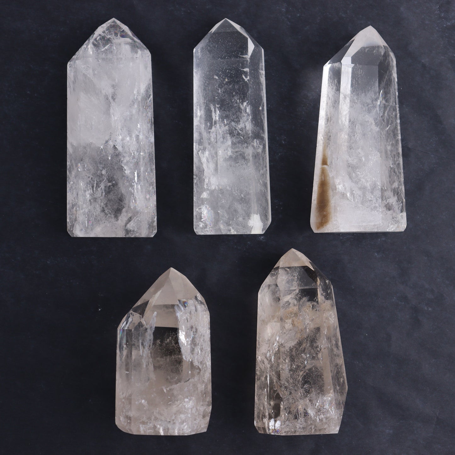 Clear Quartz Towers Set of 5 - Expert Wholesale and Supplier of Wholesale Crystals & Bulk Gemstones, ["Clear Quartz","Points","Quartz","Towers"]