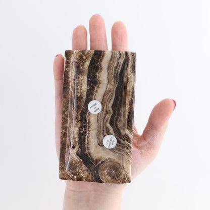 One Mexican Onyx/Calcite Chocolate Rectangle Dish