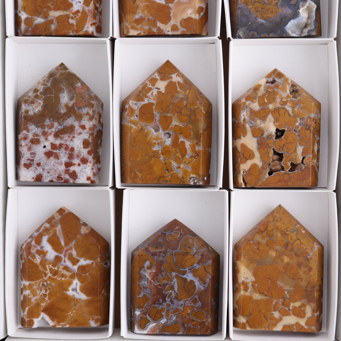 Brecciated Jasper Points Set of 9 - Expert Wholesale and Supplier of Wholesale Crystals & Bulk Gemstones, ["Brecciated Jasper","Indonesia","Points"]