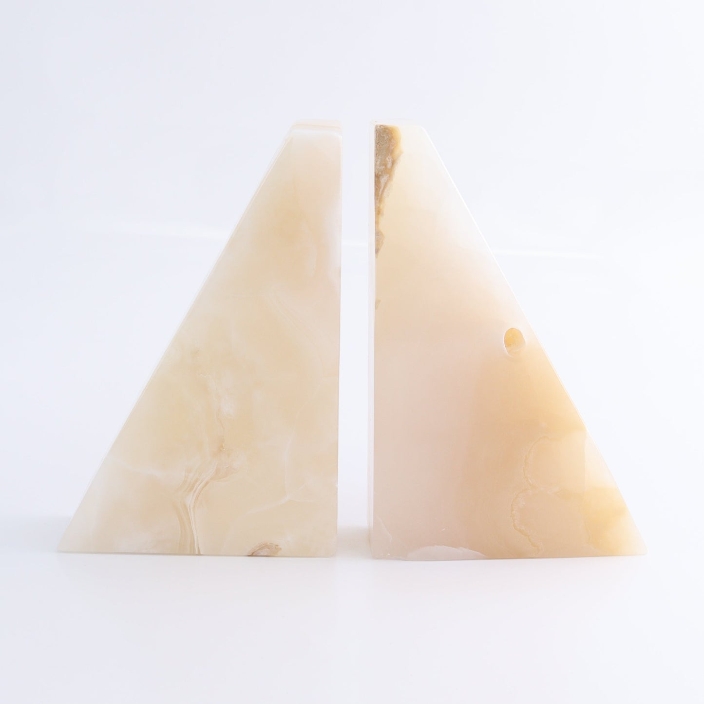 One Pair of Mexican Onyx/Calcite White & Honey Polished Bookend - Expert Wholesale and Supplier of Wholesale Crystals & Bulk Gemstones, ["Bookends","Calcite","Catalog Onyx","Mexico","onyx"]