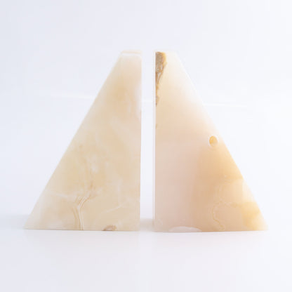One Pair of Mexican Onyx/Calcite White & Honey Polished Bookend - Expert Wholesale and Supplier of Wholesale Crystals & Bulk Gemstones, ["Bookends","Calcite","Catalog Onyx","Mexico","onyx"]