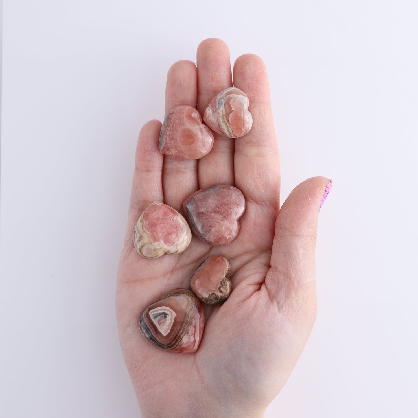 Rhodochrosite Hearts Set of 9 - Expert Wholesale and Supplier of Wholesale Crystals & Bulk Gemstones, ["Argentina","Hearts","Rhodochrosite"]
