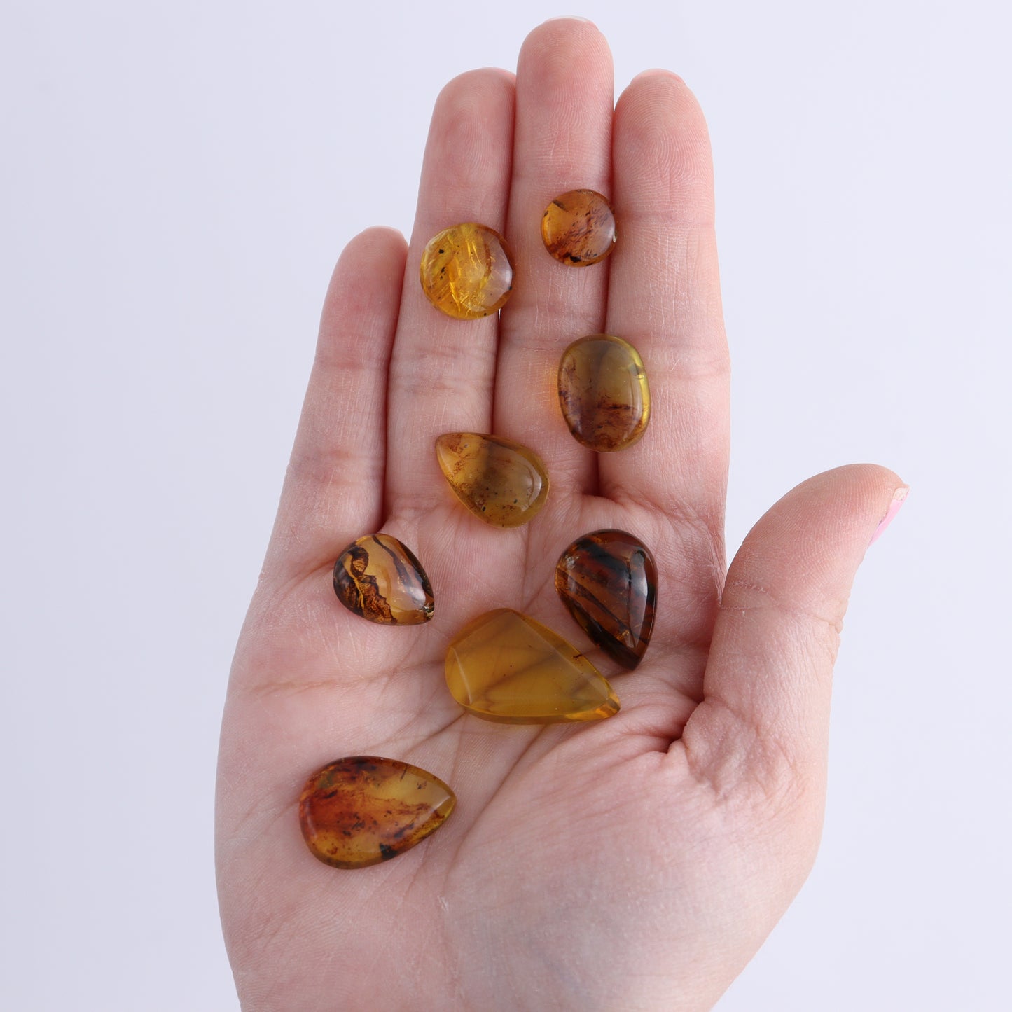 Chiapas Mexico Amber Cabs Set of 8 - Expert Wholesale and Supplier of Wholesale Crystals & Bulk Gemstones, ["Amber","Cabs","Chiapas Amber","Mexico"]