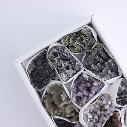Uruguay Amethyst Clusters with Formations Flat of 12 - Expert Wholesale and Supplier of Wholesale Crystals & Bulk Gemstones, ["Amethyst","Calcite","Clusters","Formations","Uruguay"]