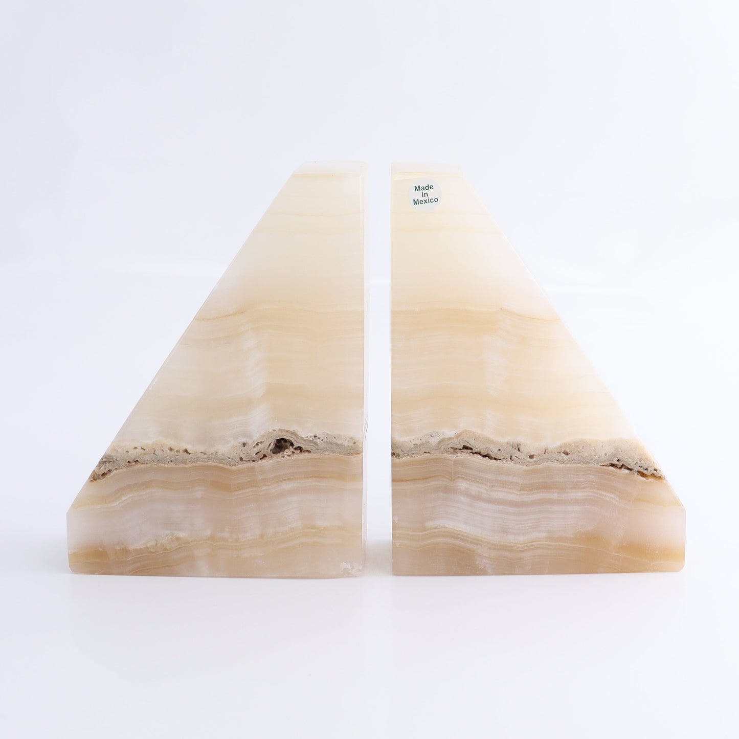 One Pair of Mexican Onyx/Calcite White & Honey Polished Bookend - Expert Wholesale and Supplier of Wholesale Crystals & Bulk Gemstones, ["Bookends","Calcite","Catalog Onyx","Mexico","onyx"]