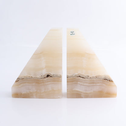 One Pair of Mexican Onyx/Calcite White & Honey Polished Bookend - Expert Wholesale and Supplier of Wholesale Crystals & Bulk Gemstones, ["Bookends","Calcite","Catalog Onyx","Mexico","onyx"]