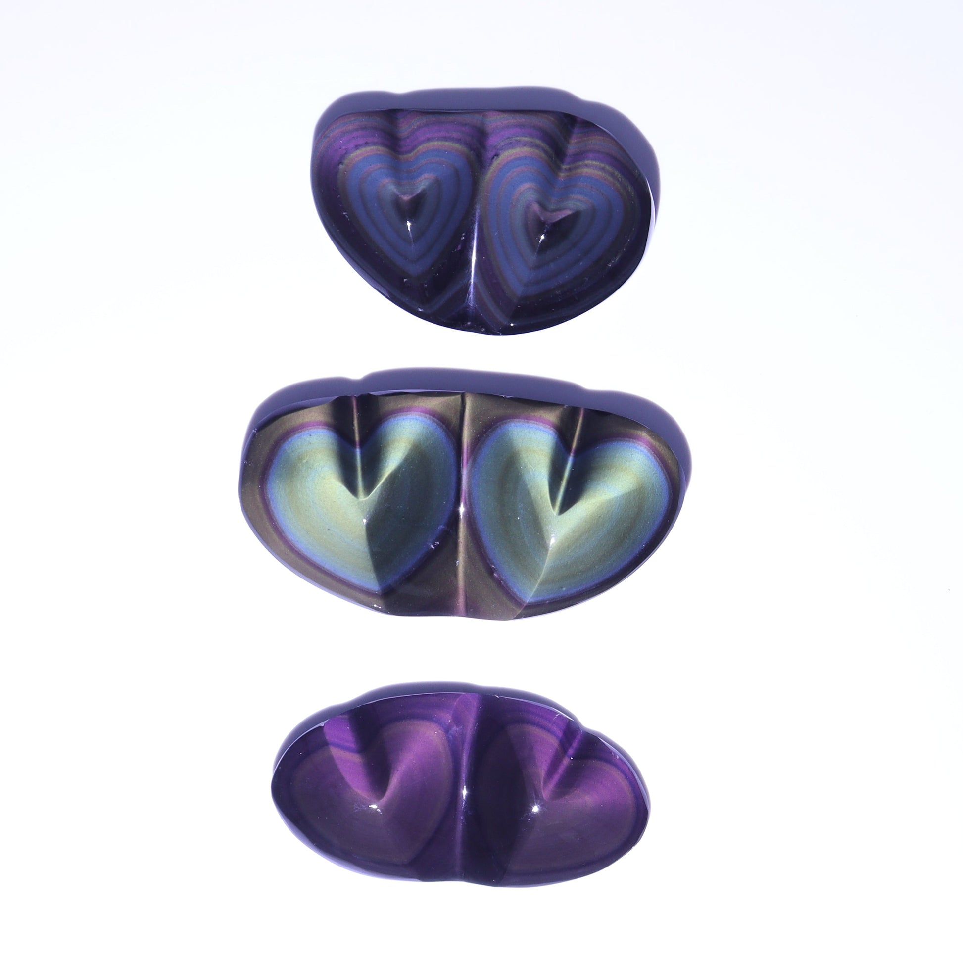 Rainbow Obsidian Heart Pairs Set of 3 - Expert Wholesale and Supplier of Wholesale Crystals & Bulk Gemstones, ["Hearts","Mexico","Obsidian","Rainbow Obsidian"]