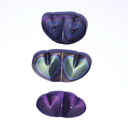 Rainbow Obsidian Heart Pairs Set of 3 - Expert Wholesale and Supplier of Wholesale Crystals & Bulk Gemstones, ["Hearts","Mexico","Obsidian","Rainbow Obsidian"]