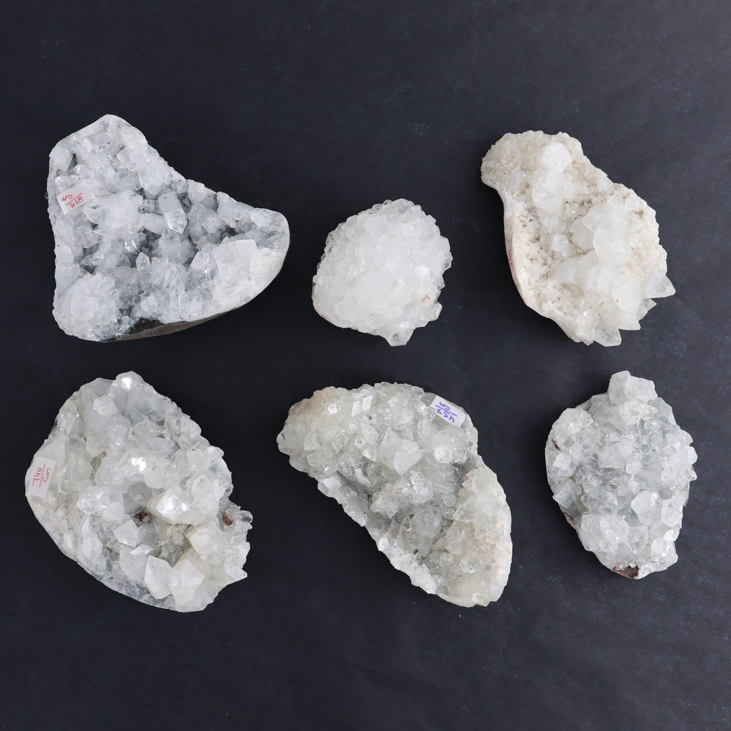 Apophyllite Clusters Set of 6 - Expert Wholesale and Supplier of Wholesale Crystals & Bulk Gemstones, ["Apophyllite","close_50","Clusters","Flats"]