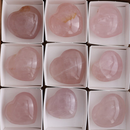 Rose Quartz Hearts Set of 12 - Expert Wholesale and Supplier of Wholesale Crystals & Bulk Gemstones, ["Hearts","Madagascar","Quartz","Rose Quartz"]