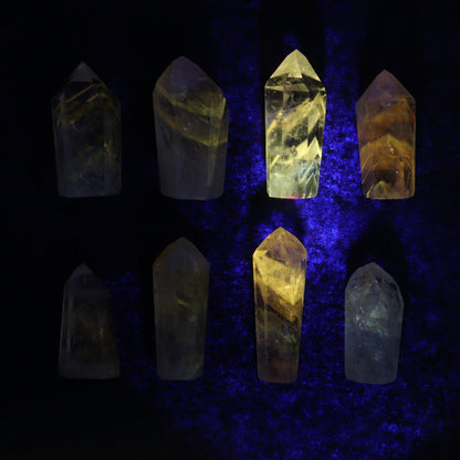 Powellite Amethyst UV Reactive Towers Set of 20 - Expert Wholesale and Supplier of Wholesale Crystals & Bulk Gemstones, ["Amethyst","Powellite"]