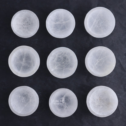 One Selenite (Satin Spar) Round Bowl 6 cm - Expert Wholesale and Supplier of Wholesale Crystals & Bulk Gemstones, ["Bowls","Morocco","Selenite"]