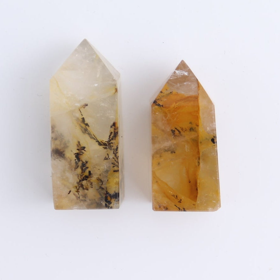 Dendritic Golden Healer Quartz Towers Set of 10
