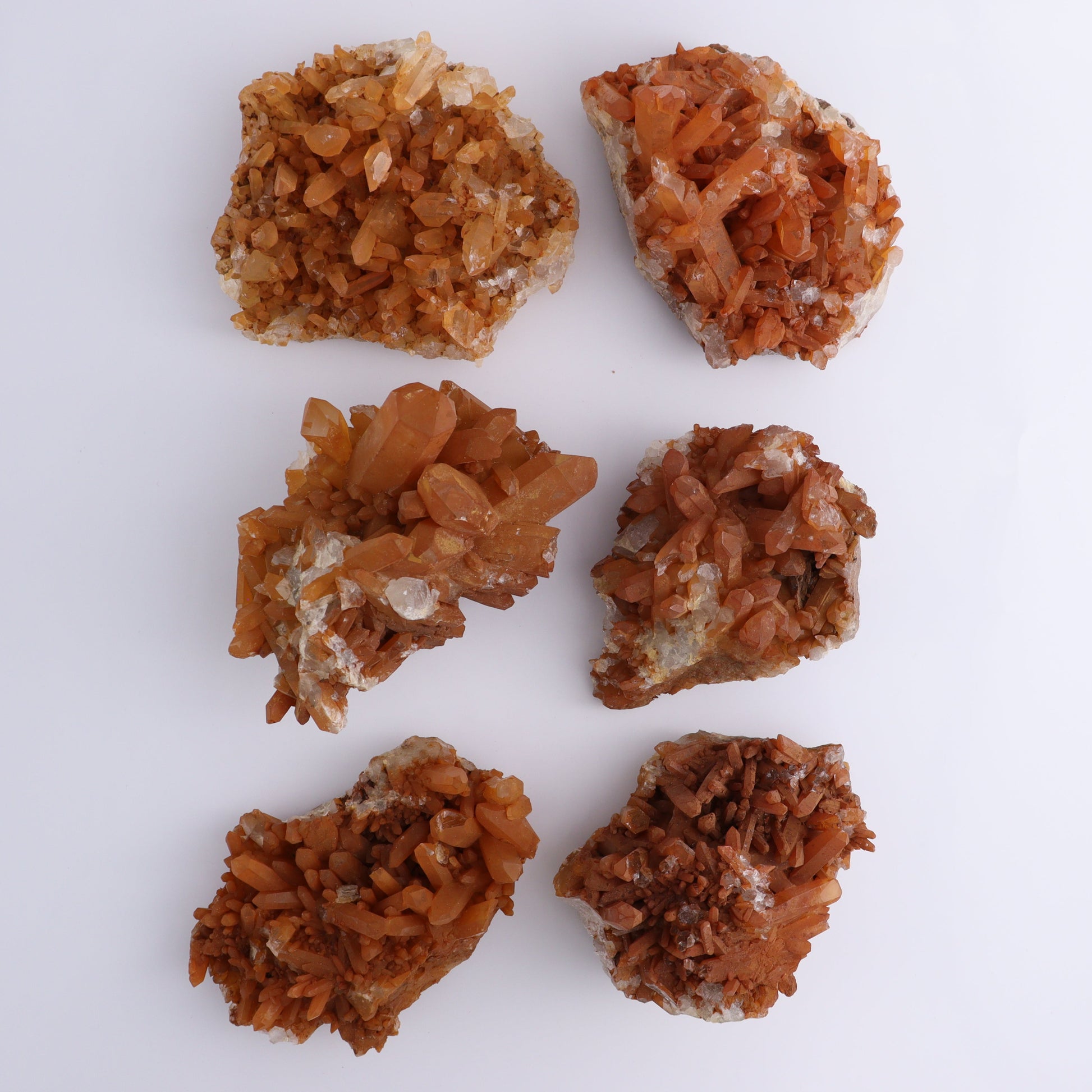 Tangerine Quartz Clusters Set of 6 - Expert Wholesale and Supplier of Wholesale Crystals & Bulk Gemstones, ["Clusters","Quartz","Tangerine Quartz"]