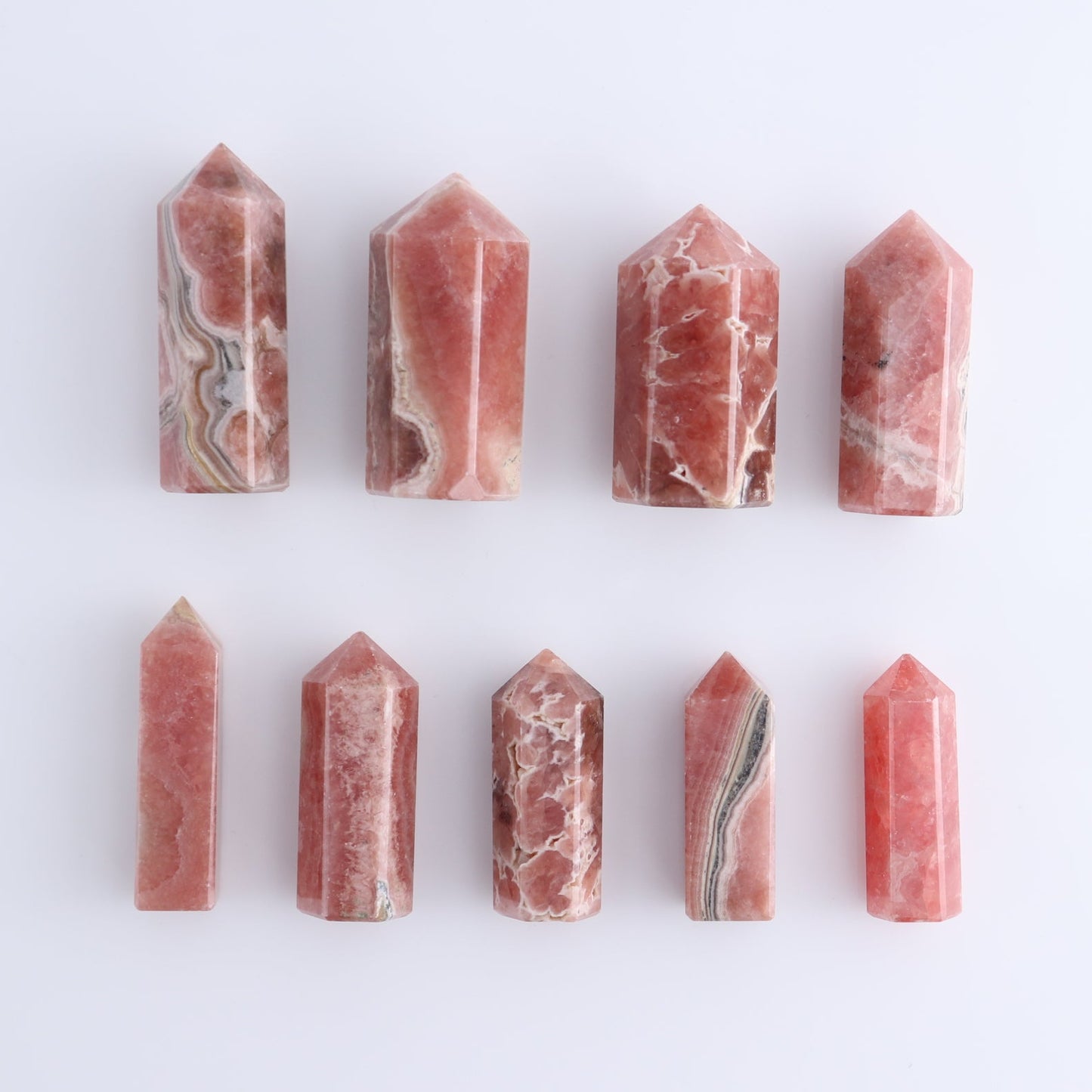 Rhodochrosite Towers Set of 9