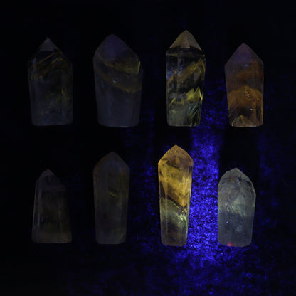 Powellite Amethyst UV Reactive Towers Set of 20 - Expert Wholesale and Supplier of Wholesale Crystals & Bulk Gemstones, ["Amethyst","Powellite"]