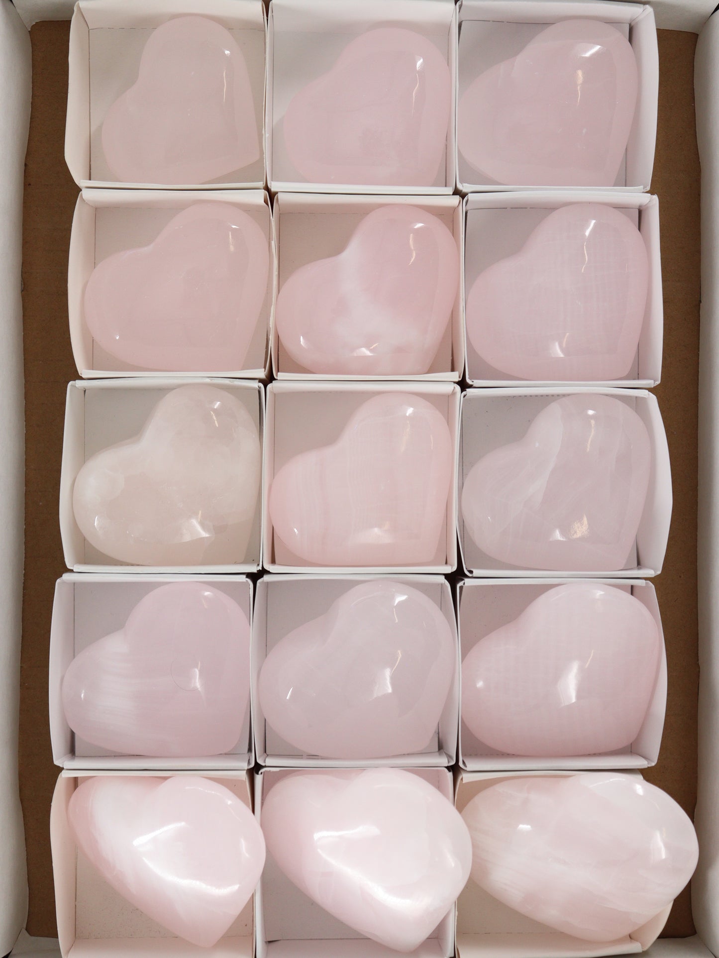 Pink Calcite Hearts Set of 15