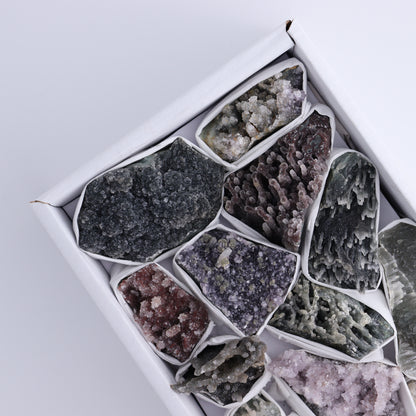 Uruguay Amethyst Clusters with Formations Flat of 13 - Expert Wholesale and Supplier of Wholesale Crystals & Bulk Gemstones, ["Amethyst","Calcite","Clusters","Formations","Uruguay"]