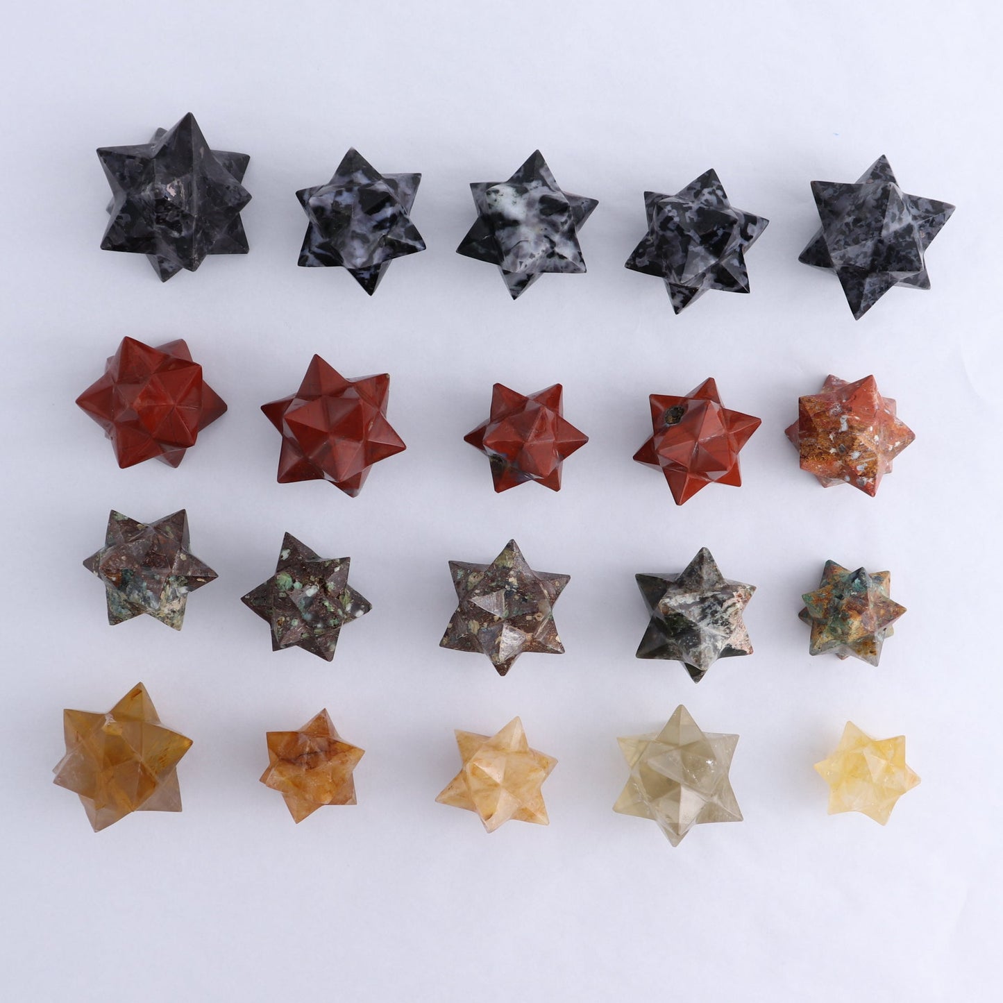 Mixed Stones Stars Set of 16 & 4 Cut Base Stars