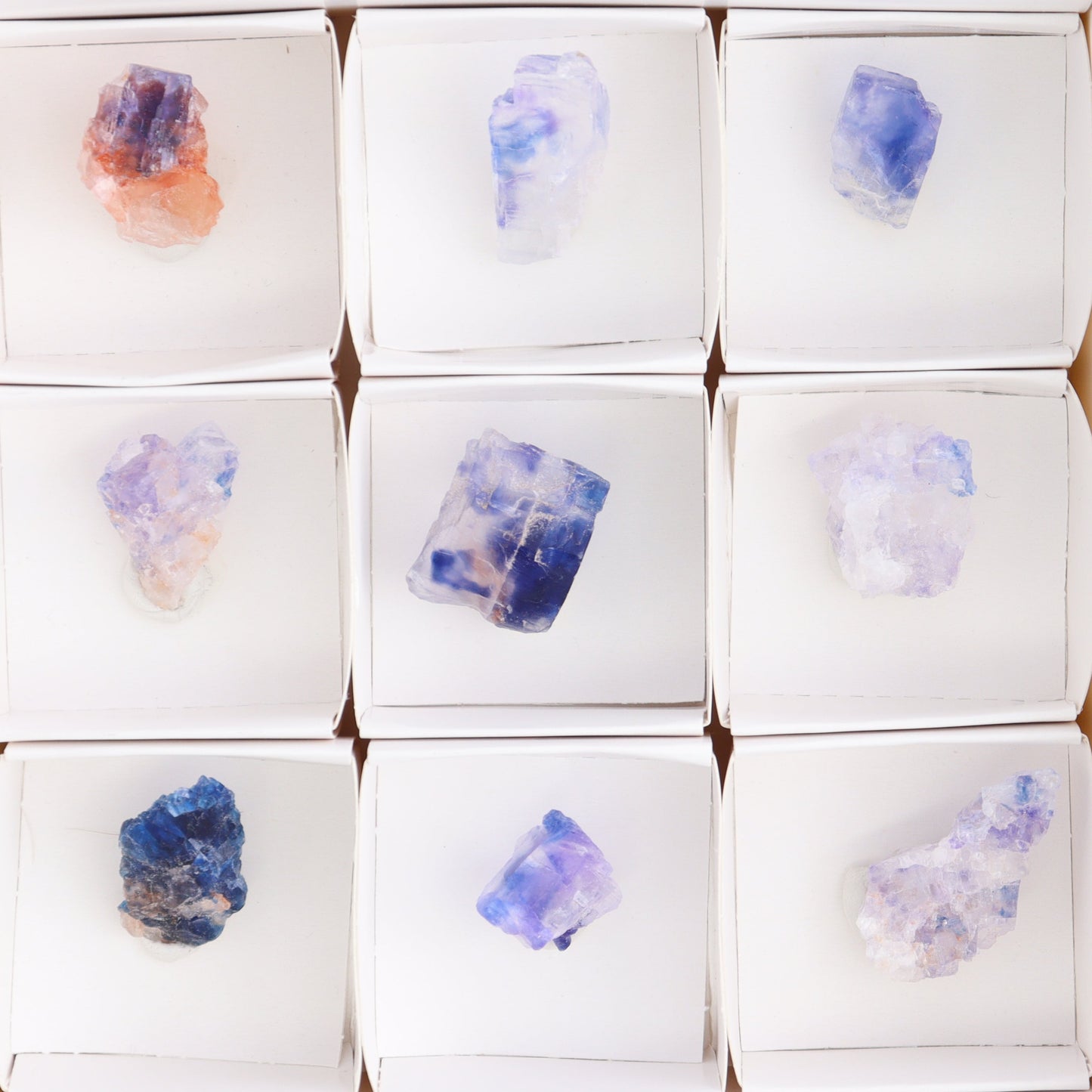 Canadian Blue Halite Rough Set of 9 - Expert Wholesale and Supplier of Wholesale Crystals & Bulk Gemstones, ["Blue Halite","Canada","Halite","Rough","Roughs"]