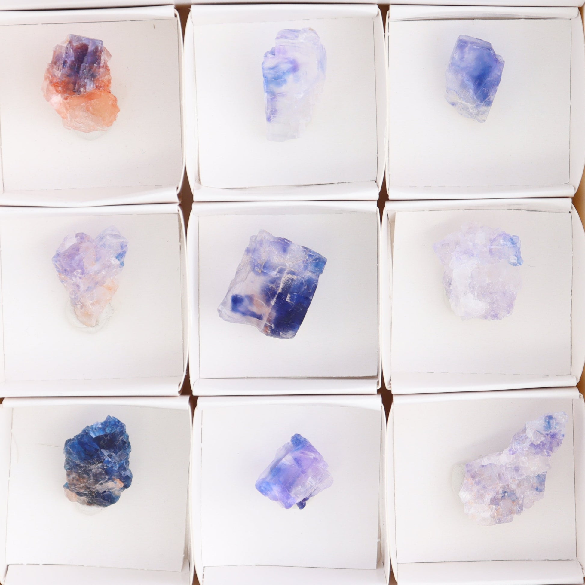Canadian Blue Halite Rough Set of 9 - Expert Wholesale and Supplier of Wholesale Crystals & Bulk Gemstones, ["Blue Halite","Canada","Halite","Rough","Roughs"]
