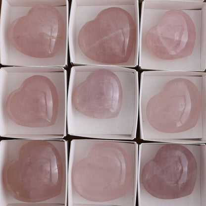 Rose Quartz Hearts Set of 12 - Expert Wholesale and Supplier of Wholesale Crystals & Bulk Gemstones, ["Hearts","Madagascar","Quartz","Rose Quartz"]