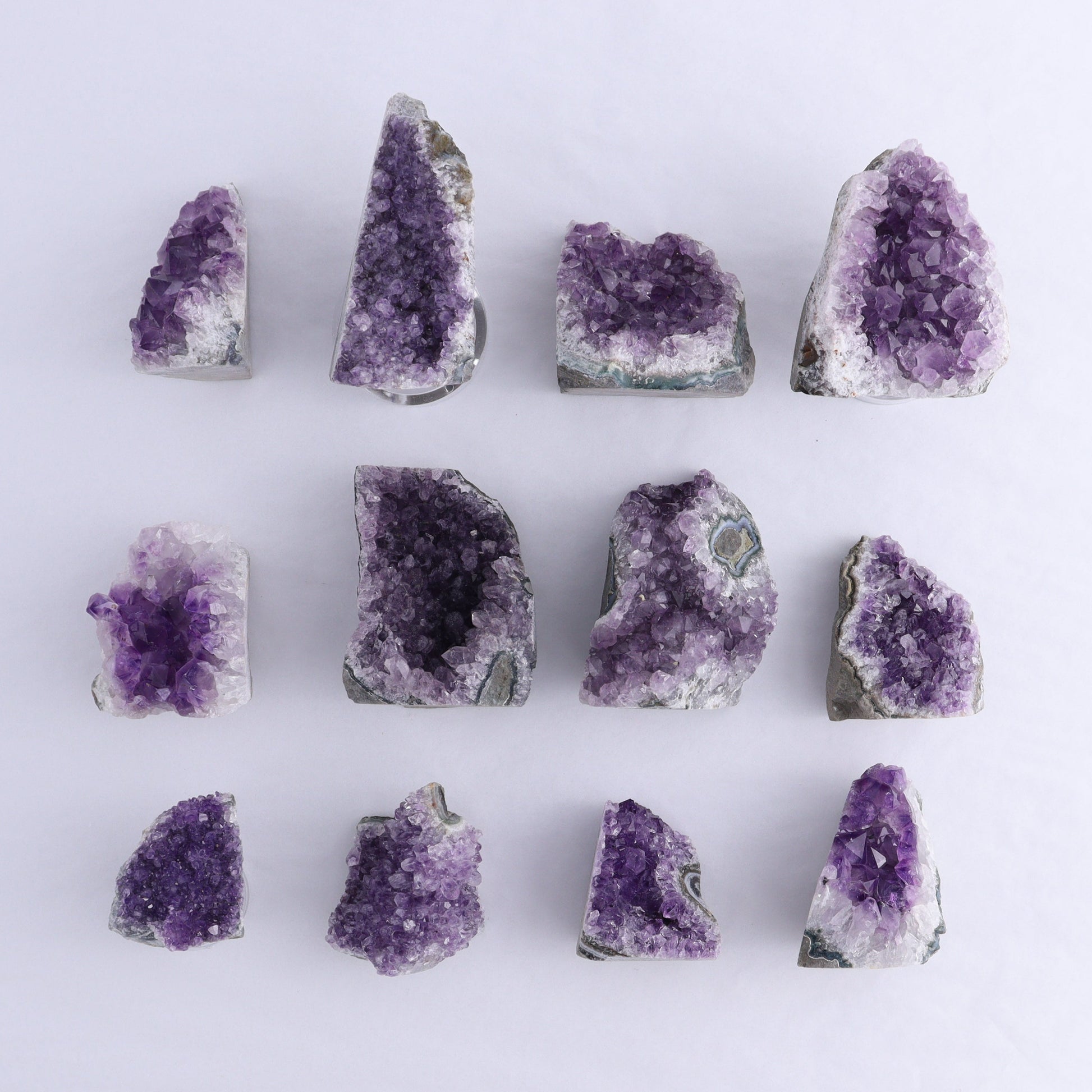 Uruguay Amethyst Cut Base Set of 12 - Expert Wholesale and Supplier of Wholesale Crystals & Bulk Gemstones, ["Amethyst","Cut Base","Uruguay"]